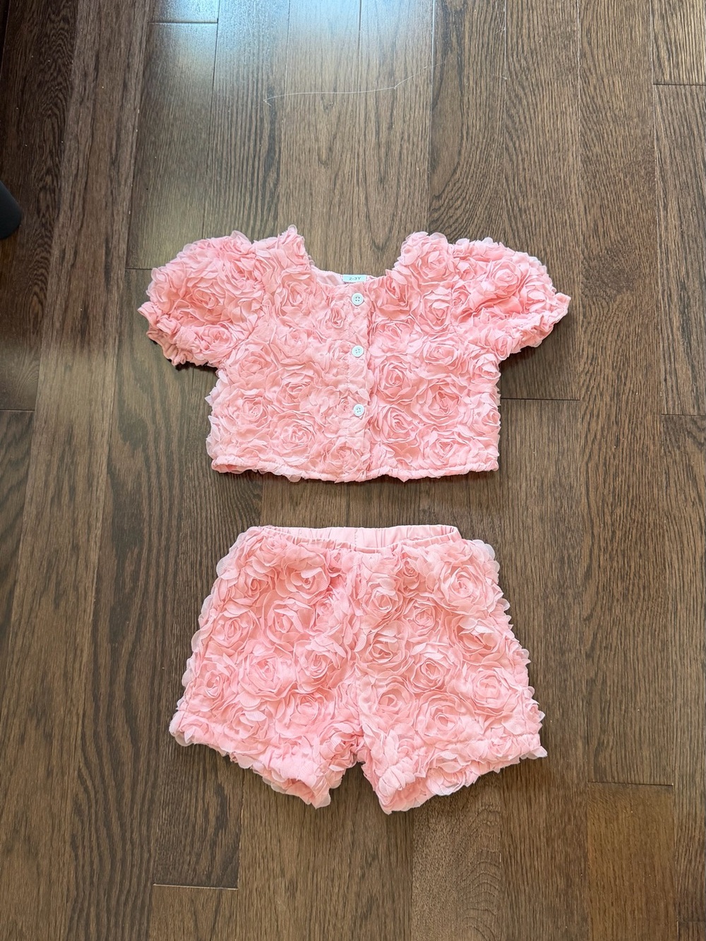 like new Pink Floral Rosette Two-Piece Set